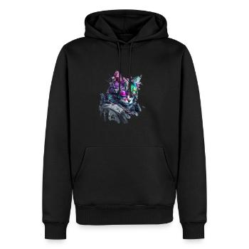 Moderne Katze - Männer Premium Bio Hoodie - Schwarz - Vorne - Nico (187cm)