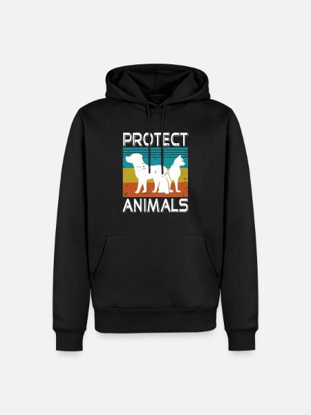 Protect Animals Retro Vintage Animal Protection - Männer Premium Bio Hoodie - Schwarz
