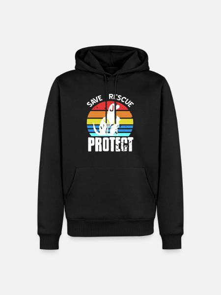 Save Rescue Protect Retro Vintage Animal Lover - Männer Premium Bio Hoodie - Schwarz