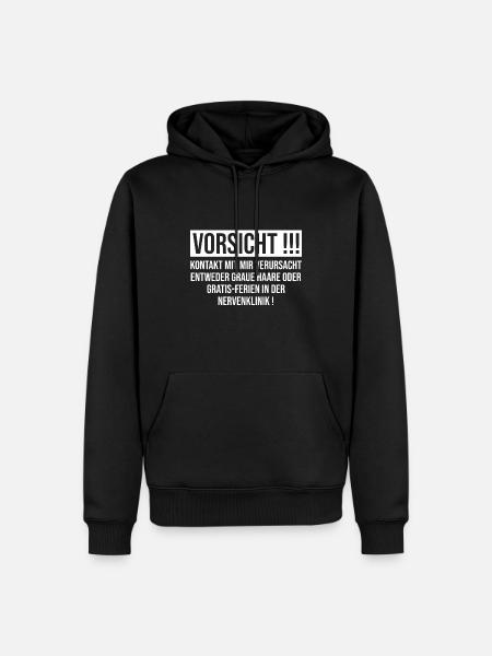 Vorsicht Kontakt - Männer Premium Bio Hoodie - Schwarz