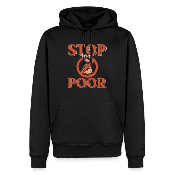 Hör Auf, Arm Zu Sein - Männer Premium Bio Hoodie - Schwarz - Vorne - Nico (187cm)