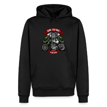Génial depuis 1979, anniversaire du motard - Sweat à capuche Premium bio Homme - noir - Devant - Nico (187cm)