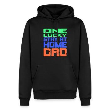 One Lucky Stay At Home DAD Retro Funny Designs - Männer Premium Bio Hoodie - Schwarz - Vorne - Nico (187cm)