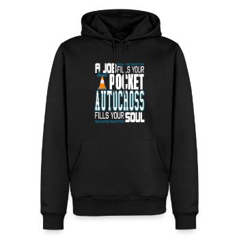 Job remplit votre poche Autocross remplit votre âme - Sweat à capuche Premium bio Homme - noir - Devant - Nico (187cm)
