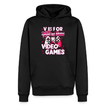 Valentinstag gaming funny design - Männer Premium Bio Hoodie - Schwarz - Vorne - Nico (187cm)
