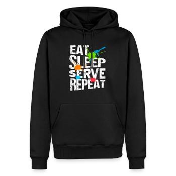 EAT Sleep Serve Répéter Retro Navy Seals Army - Sweat à capuche Premium bio Homme - noir - Devant - Nico (187cm)