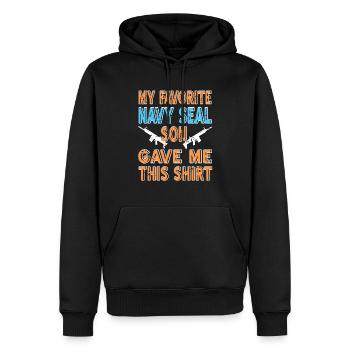 Mon fils préféré des NAVY Seal a donné à cette chemise rétro - Sweat à capuche Premium bio Homme - noir - Devant - Nico (187cm)