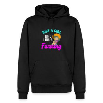 Juste une fille qui aime l’agriculture T-shirt fermier rétro - Sweat à capuche Premium bio Homme - noir - Devant - Nico (187cm)
