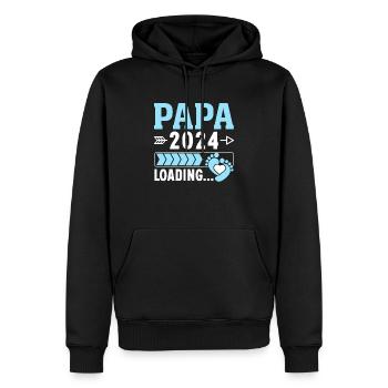 Schwangerschaft Werdende Eltern Geschenk Papa 2024 - Männer Premium Bio Hoodie - Schwarz - Vorne - Nico (187cm)
