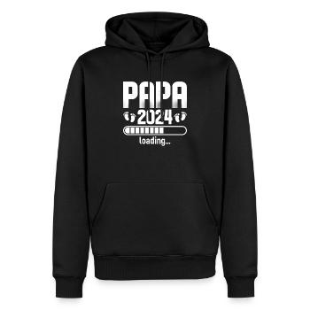 Schwangerschaft Werdende Eltern Geschenk Papa 2024 - Männer Premium Bio Hoodie - Schwarz - Vorne - Nico (187cm)