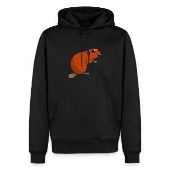 Castor pixélisé - Drôle de castor - Sweat à capuche Premium bio Homme - noir - Devant - Nico (187cm)