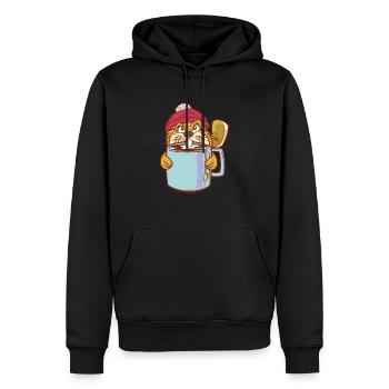 Beaver Teacup et Bobble Hat - Drôle de castor - Sweat à capuche Premium bio Homme - noir - Devant - Nico (187cm)