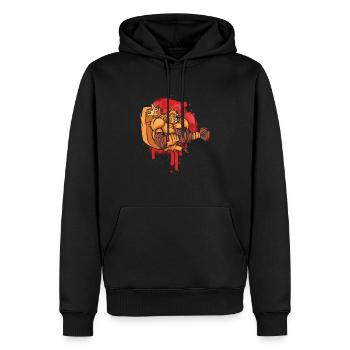 Castor avec des bâtons de bois comme haltères - Drôle de castor - Sweat à capuche Premium bio Homme - noir - Devant - Nico (187cm)