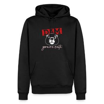 Merde, es-tu mignon - Drôle de castor - Sweat à capuche Premium bio Homme - noir - Devant - Nico (187cm)