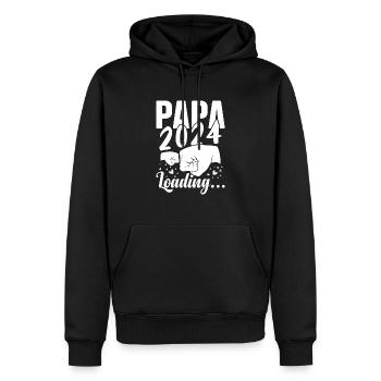 Schwangerschaft Werdende Eltern Geschenk Papa 2024 - Männer Premium Bio Hoodie - Schwarz - Vorne - Nico (187cm)