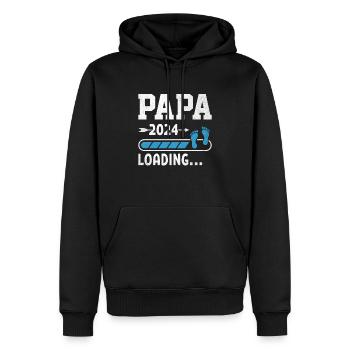 Schwangerschaft Werdende Eltern Geschenk Papa 2024 - Männer Premium Bio Hoodie - Schwarz - Vorne - Nico (187cm)