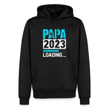 Grossesse Futur Parent Cadeau Papa 2023 - Sweat à capuche Premium bio Homme - noir - Devant - Nico (187cm)