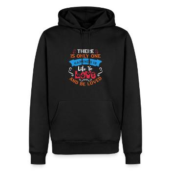 IL N’Y A QU’UN SEUL BONHEUR DANS LA VIE À AIMER ET - Sweat à capuche Premium bio Homme - noir - Devant - Nico (187cm)