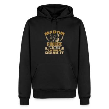 MADAME, SI VOUS ÉTIEZ MA FEMME, JE LE BOIRAIS - Sweat à capuche Premium bio Homme - noir - Devant - Nico (187cm)