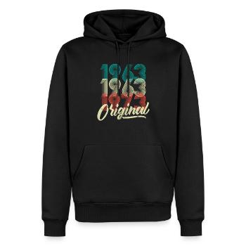 1963 Retro Style 60th Birthday Shirt - Sweat à capuche Premium bio Homme - noir - Devant - Nico (187cm)