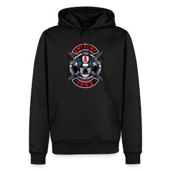 Génial depuis 1962, anniversaire du motard - Sweat à capuche Premium bio Homme - noir - Devant - Nico (187cm)
