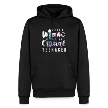 Fière maman d’un adolescent officiel de 13 ans. - Sweat à capuche Premium bio Homme - noir - Devant - Nico (187cm)