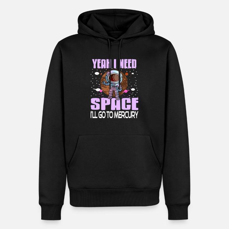 Yeah I Need Space I'll Go To Mercury Retro Funny - Männer Premium Bio Hoodie - Schwarz