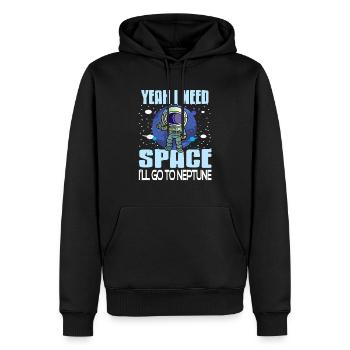 Yeah I Need Space I'll Go To Neptune Retro Funny - Men’s Premium Organic Hoodie - black - Front - Nico (187cm)