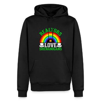 Realtors love shenanigans - Men’s Premium Organic Hoodie - black - Front - Nico (187cm)