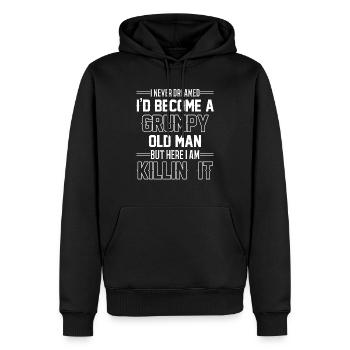 Funny Grumpy Old Man Killin 'it Grandpa Grandpa - Men’s Premium Organic Hoodie - black - Front - Nico (187cm)
