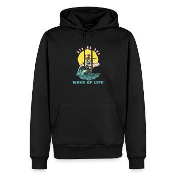 Surfer sur la vague de la vie Cool Retro Surfer - Sweat à capuche Premium bio Homme - noir - Devant - Nico (187cm)