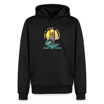 Ne restez pas là Ride The Wave Funny Surfer - Sweat à capuche Premium bio Homme - noir - Devant - Nico (187cm)