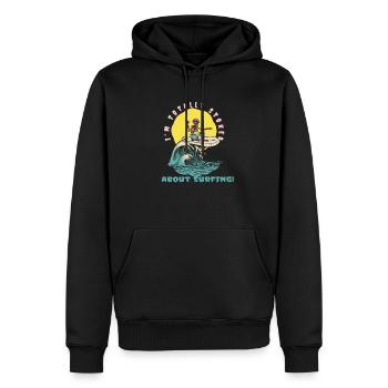 I'm Totally Stoked About Surfing! Funny Surfer - Männer Premium Bio Hoodie - Schwarz - Vorne - Nico (187cm)