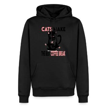 cats make the best coffee break - Sweat à capuche Premium bio Homme - noir - Devant - Nico (187cm)