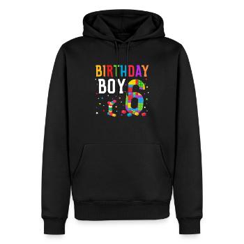 Blocs de construction enfant anniversaire 6 ans - Sweat à capuche Premium bio Homme - noir - Devant - Nico (187cm)