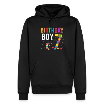 Blocs de construction enfant anniversaire 7 ans - Sweat à capuche Premium bio Homme - noir - Devant - Nico (187cm)