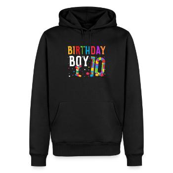 Blocs de construction enfant anniversaire 10 ans - Sweat à capuche Premium bio Homme - noir - Devant - Nico (187cm)