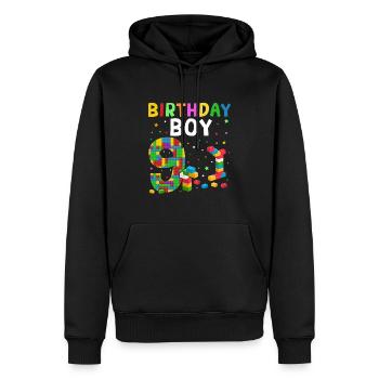 Blocs de construction enfant anniversaire 14 ans - Sweat à capuche Premium bio Homme - noir - Devant - Nico (187cm)