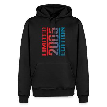 Year 2005 - Limited Edition - Men’s Premium Organic Hoodie - black - Front - Nico (187cm)