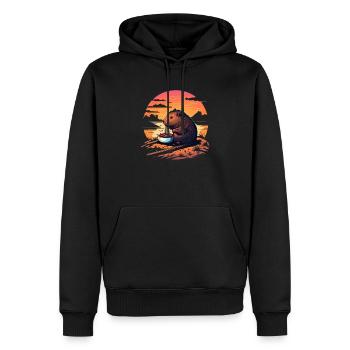 Capybara Manger Ramen Retro Vintage Cool Rongeur - Sweat à capuche Premium bio Homme - noir - Devant - Nico (187cm)