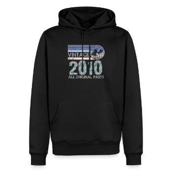 Edition Limitée Millésime 2010 - Sweat à capuche Premium bio Homme - noir - Devant - Nico (187cm)