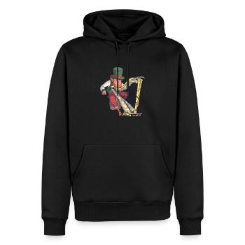 Leprechaun spielt die Harfe - St. Patricks Day - Männer Premium Bio Hoodie - Schwarz - Vorne - Nico (187cm)