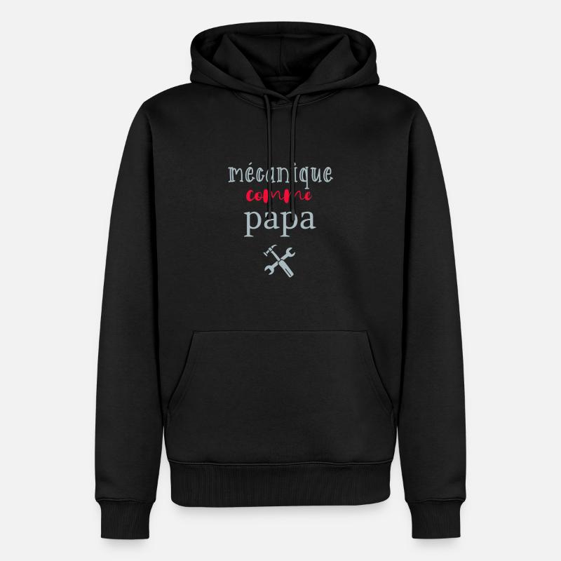 mécanique comme papa - Sweat à capuche Premium bio Homme - noir