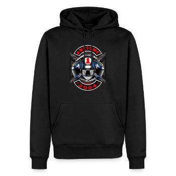 Génial depuis 2004, anniversaire du motard - Sweat à capuche Premium bio Homme - noir - Devant - Nico (187cm)