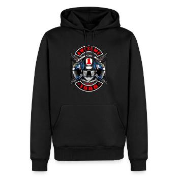 Génial depuis 1988, anniversaire du motard - Sweat à capuche Premium bio Homme - noir - Devant - Nico (187cm)