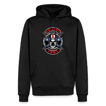 Génial depuis 1981, anniversaire du motard - Sweat à capuche Premium bio Homme - noir - Devant - Nico (187cm)