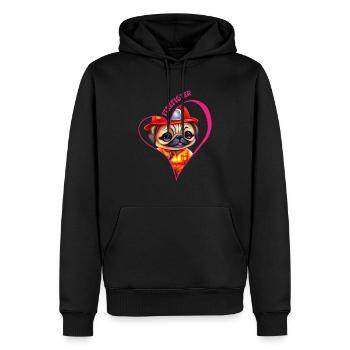 Pompier, carlin d’amour - Sweat à capuche Premium bio Homme - noir - Devant - Nico (187cm)