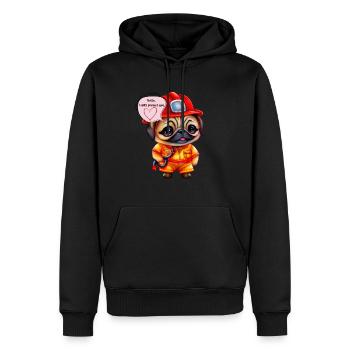 Pompier, je te protègerai, carlin - Sweat à capuche Premium bio Homme - noir - Devant - Nico (187cm)