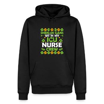 Manigances avec mon équipe d’infirmières aux soins intensifs - Sweat à capuche Premium bio Homme - noir - Devant - Nico (187cm)