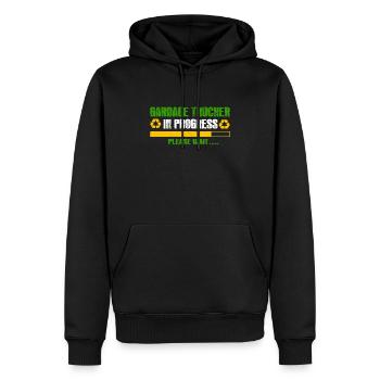 Garbage Trucker In Progress Please Wait Trash - Men’s Premium Organic Hoodie - black - Front - Nico (187cm)
